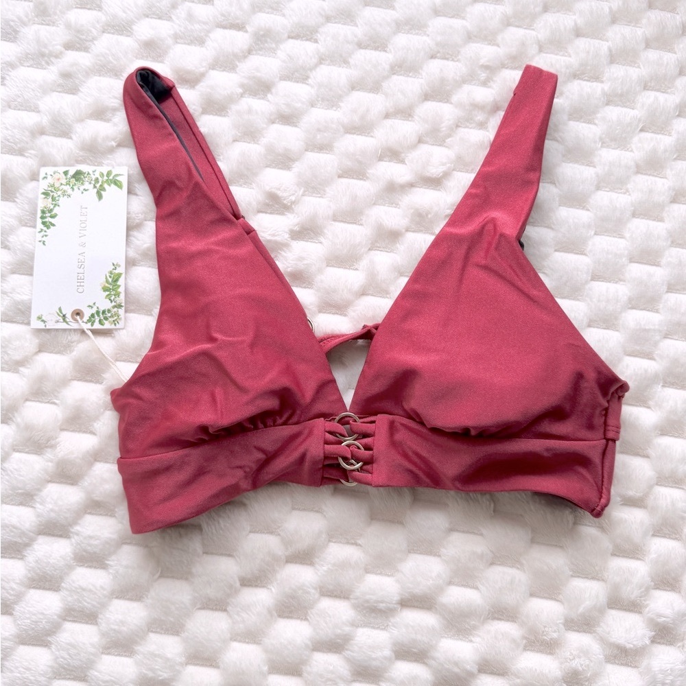 NWT Chelsey and Violet Elegant Burgundy Red Bikini Top